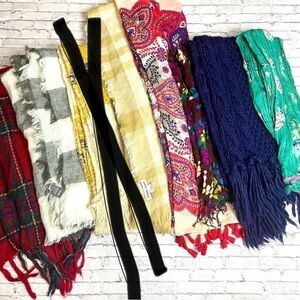 Bundle Lot of 7 Scarves Fall Winter Aerie Cozy Knit Warm Plaid